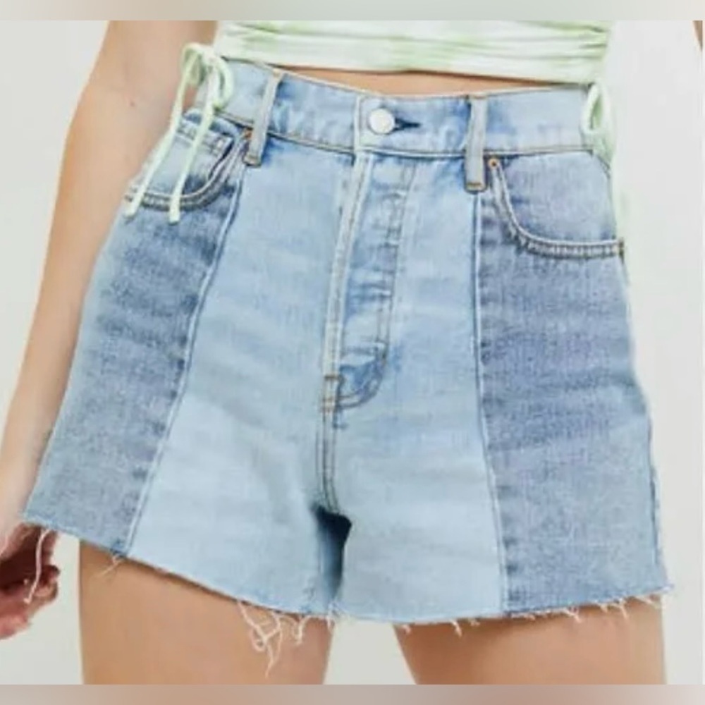 PacSun High Rise Icon Blue Jean Shorts with Two-Tone Design size 27
